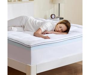 VEVOR Mattress Topper, Queen Size, 101.6 mm Thickness, Memory Foam, Fiber Fill, Detachable & Washable, Ergonomically Designed for Pressure Relief, Comfortable Cooling & Breathable, for Hot Sleepers