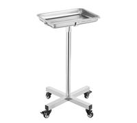 VEVOR Mayo Stand, Stainless Steel Mayo Tray, Load Capacity up to 35 lbs, Adjustable Height 25.2"-39.8", Medical Tray on Wheels for Spa, Salon, Clinic, Personal Care