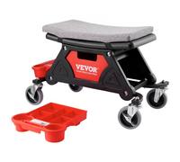 VEVOR Mechanics Stool, 300 LBS Capacity Rolling Mechanic Seat with 4" Wheels, with Three Slide Out Tool Trays and Drawer, Heavy Duty Roller Creeper Seat for Home Garage DIY Automotive