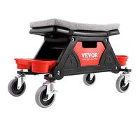 VEVOR Mechanics Stool, 300 LBS Capacity Rolling Mechanic Seat with 4" Wheels, with Three Slide Out Tool Trays and Drawer, Heavy Duty Roller Creeper Seat for Home Garage DIY Automotive