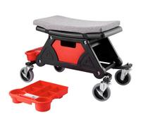 Vevor Mechanics Stool, 300 Lbs Capacity Rolling Mechanic Seat With 4" Wheels, With Three Slide Out Tool Trays And Drawer