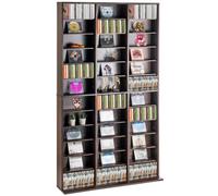 VEVOR Media Storage Cabinet 12 Layers Adjustable DVD Shelves 1080 CDs Espresso