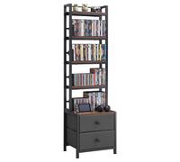 VEVOR Media Storage Cabinet, 4-Shelf DVD Shelf Organizer with Drawers | 40 x 30 x 143.5 cm Multimedia Storage Organizer for CDs, DVDs, Books and Games, CD Cabinet for Living Room, Home Office