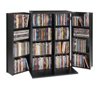 VEVOR Media Storage Cabinet 4-Tier DVD Shelf Organizer 610 x 368 x 846 mm | Multimedia Storage Organizer for CDs, DVDs, Books, Games, CD Shelf for Living Room, Home Office, Recording Room, Black