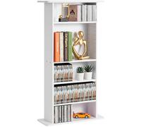 VEVOR Media Storage Cabinet, 5-layer DVD Shelf, Adjustable CD Shelves, Protects & Organizes Music, Movie, Video Games or Memorabilia Collections, White