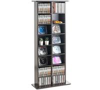 VEVOR Media Storage Cabinet, 8-layer DVD Shelf, Adjustable CD Shelves 16 Compartments, Protects & Organizes Music, Movie, Video Games or Memorabilia Collections, Espresso