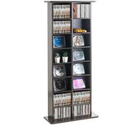 VEVOR Media Storage Cabinet, 8-layer DVD Shelf, Adjustable CD Shelves 16 Compartments, Protects & Organizes Music, Movie, Video Games or Memorabilia Collections, Espresso