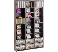 VEVOR Media Storage Cabinet, 9-layer DVD Shelf, Adjustable CD Shelves 27 Compartments, Protects & Organizes Music, Movie, Video Games or Memorabilia Collections, Espresso