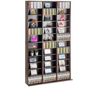 VEVOR Media Storage Cabinet, Adjustable DVD Cabinet, CD Storage, Protects & Organizes Music, Movie, Video Games or Memorabilia Collections-Espresso