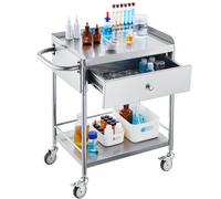 Vevor Medical Cart, 2 Layers Stainless Steel Cart 220 Lbs Weight Capacity, Lab Utility Cart For Lab, Clinic, Kitchen