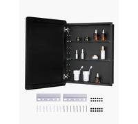 VEVOR Bathroom Mirror Cabinet, 24 x 30 inch, Aluminum Frame Bathroom Wall Cabinet with Mirror, 2-layer Adjustable Shelves, Recessed & Wall-mounted Installation