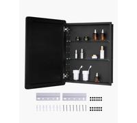 VEVOR Bathroom Mirror Cabinet, 24 x 30 inch, Aluminum Frame Bathroom Wall Cabinet with Mirror, 2-layer Adjustable Shelves, Recessed & Wall-mounted Installation