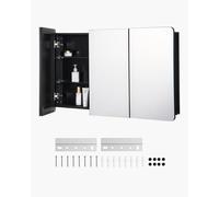 VEVOR Medicine Cabinet, 25.5 x 40 inch, Medicine Cabinet for Bathroom with Mirror, Aluminum Frame Bathroom Wall Cabinet, 4-layer Adjustable Shelves, Recessed & Wall-mounted Installation