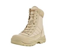 VEVOR Men's Military Tactical Boots, 203 mm Combat Hiking Work Boots, Lightweight & Breathable Side Zipper Motorcycle Interceptor Trooper Boot, for Outdoor Security, UK Size 9.5 Sand-colored