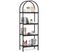 VEVOR Metal Bookshelf, 4-Tier Arched Industrial Bookshelf, Small Rustic Vintage Storage Bookcase with Open Shelves, Freestanding Display Shelving Unit Storage Rack, for Living room, Bedroom & Office