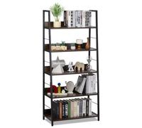 VEVOR Metal Bookshelf, 5-Tier Industrial Bookcase, Tall Wide Rustic Vintage Storage Bookshelf with Open Shelves, Freestanding Display Shelving Unit St