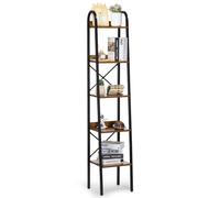 VEVOR Metal Bookshelf, 5-Tier Industrial Bookshelf, Tall Narrow Rustic Vintage Storage Bookcase with Open Shelves