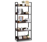 VEVOR Metal Bookshelf, 5-Tier Tall Industrial Bookshelf, Rustic Display Vintage Storage Bookcase with Open Shelves
