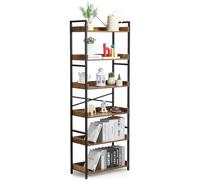 VEVOR Metal Bookshelf, 6-Tier Industrial Bookshelf, Tall Wide Rustic Vintage Storage Bookcase with Open Shelves, Freestanding Display Shelving Unit Storage Rack, for Living room, Bedroom & Office
