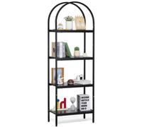 VEVOR Metal Bookshelf, 4-Tier Arched Industrial Bookshelf, Small Rustic Vintage Storage Bookcase with Open Shelves, Freestanding Display Shelving Unit Storage Rack, for Living room, Bedroom & Office
