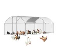 VEVOR Metal Chicken Coop, 9.8x19.3x6.5 ft Large Walk-in Chicken Runs with Cover, Doom Roof Hen House Enclosure with Security Lock, Outdoor Duck Rabbit Cage Poultry Pen for Backyard, Farm, Yard
