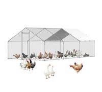 VEVOR Metal Chicken Coop, 9.8x19.6x6.5 ft Large Walk-in Chicken Runs with Cover, Spire Roof Hen House Enclosure with Security Lock, Outdoor Duck Rabbit Cage Poultry Pen for Backyard, Farm, Yard