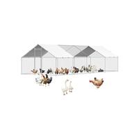 VEVOR Metal Chicken Coop, 9.8x26.2x6.5 ft Large Walk-in Chicken Runs with Cover, Spire Roof Hen House Enclosure with Security Lock, Outdoor Duck Rabbit Cage Poultry Pen for Backyard, Farm, Yard