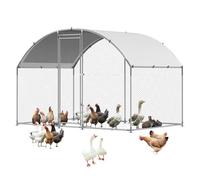 VEVOR Metal Chicken Coop, 9.8x6.5x6.5ft Large Walk-in Chicken Runs with Cover, Doom Roof Hen House Enclosure with Security Lock, Outdoor Duck Rabbit Cage Poultry Pen for Backyard, Farm, Yard
