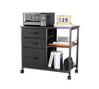 VEVOR Metal File Cabinet, Mobile Filing Cabinet with 3 Fabric Drawers and 2 Open Shelves