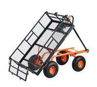 VEVOR, Metal Garden Cart with Easy to Assemble Frame, Dump Wagon with 2-in-1 Convertible Handle, Utility Wheelbarrow 880 lbs Capacity, 10 inch Tires, Black, Steel-880lbs
