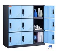 VEVOR Metal Locker for Employees, 9 Doors Storage Cabinet with Card Slot, Employee Lockers with Keys, 66lbs Loading Capacity office Storage Lockers fo