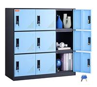 VEVOR Metal Locker for Employees, 9 Doors Storage Cabinet with Card Slot, Employee Lockers with Keys, 66lbs Loading Capacity office Storage Lockers for Office, Home, School, Gym, Black