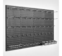 VEVOR Metal Pegboard Panels, 24" x 12" Pegboard, 4 Panels, Heavy Duty Peg Board Wall Organizer with Accessories, for Living Room Garage Tool Storage Office Organization Craft Room Kitchen Home, Black