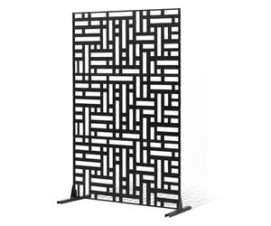 VEVOR Metal Privacy Screen, 47" W x 76" H, Outdoor Privacy Screens 3-Panel, Freestanding Outdoor Divider with Stand, Decorative Garden Steel Privacy Fence for Balcony Patio Indoor Room Hot Tub Black
