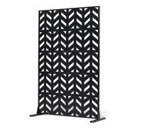 VEVOR Metal Privacy Screen, 47" W x 72" H, Outdoor Privacy Screens 5-Panel, Freestanding Outdoor Divider with Stand, Decorative Garden Steel Privacy Fence for Balcony Patio Indoor Room Black