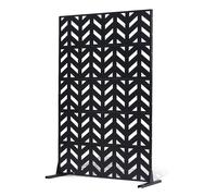 VEVOR Metal Privacy Screen, 47" W x 72" H, Outdoor Privacy Screens 5-Panel, Freestanding Outdoor Divider with Stand, Decorative Garden Steel Privacy Fence for Balcony Patio Indoor Room Black