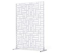 VEVOR Metal Privacy Screen, 47" W x 76" H Outdoor Privacy Screens 3-Panel, Freestanding Outdoor Divider with Stand, Decorative Garden Steel Privacy Fence for Balcony Patio Indoor Room Hot Tub White
