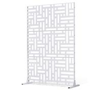 VEVOR Metal Privacy Screen, 47" W x 76" H Outdoor Privacy Screens 3-Panel, Freestanding Outdoor Divider with Stand, Decorative Garden Steel Privacy Fence for Balcony Patio Indoor Room Hot Tub White