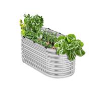 VEVOR Metal Raised Garden Bed, 4 x 2 x 2 ft Outdoor Galvanized Planter Box, with Open Bottom, Large Oval Planter Raised Bed for Gardening Vegetables, Flowers, Herbs, and Succulent Plants, Silver