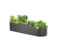 VEVOR Metal, 6.56 x 1.96 x 1.4 ft Outdoor Galvanized Box, Open Bottom, Large Oval Planter Raised Bed for Gardening Vegetables, Flowers, Herbs, and Succulent Plants, Dark Gray, 200X40X42CM