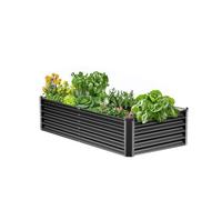 VEVOR Metal Raised Garden Bed 6x3x1.5ft Outdoor Galvanized Planter Box Dark Gray