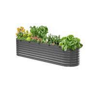 VEVOR Metal Raised Garden Bed 8x2x2 ft Outdoor Galvanized Planter Box Dark Gray