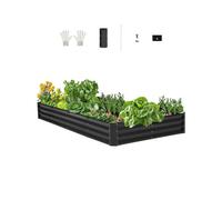 VEVOR Metal Raised Garden Bed 8x4x1 ft Outdoor Galvanized Planter Box Dark Gray