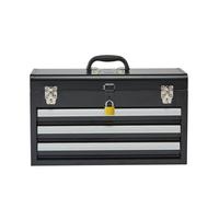 VEVOR Metal Tool Box, 20.5-inch, Portable Metal Tool Box with 3 Drawers, Small Tool Chest with EVA Liners, Ball Bearing Slide Drawers Locking & Powder Coated Finish, Multi-Function Tool Organizer