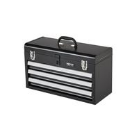 VEVOR Metal Tool Box, 20.5-inch, Portable Metal Tool Box with 3 Drawers, Small Tool Chest with EVA Liners, Ball Bearing Slide Drawers Locking & Powder Coated Finish, Multi-Function Tool Organizer