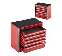 VEVOR Metal Tool Box, 8.6-inch, Portable Metal Tool Box with 5 Drawers, Small Tool Chest with EVA Liners and PP Feet Pads, Heavy-Duty Steel With Ball Bearing Opening and Powder Coated Finish, Red