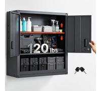 VEVOR Metal Wall Cabinet, 76.2W x 30.5D x 76.2H Inch, Steel Floating Hanging Storage Cabinet with Locking Doors and Adjustable Shelf for Garage, Basem