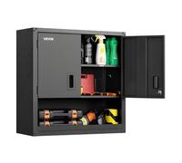 VEVOR Metal Wall Cabinet, 76.2W x 30.5D x 76.2H Inch, Steel Floating Hanging Storage Cabinet with Locking Doors and Adjustable Shelf for Garage, Basement, Kitchen, Warehouse Assembly Required, Black