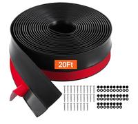 VEVOR MH1400-20ft Top and Sides 20 FT Universal Weather Stripping Replacement Soft and Hard Composite, Weatherproofing Garage Door TPE Seals with Adhesive Backed and Screws, Black, White