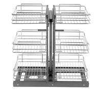 VEVOR Min 15" W Opening Blind Corner Pull Out Organizer, 3 Tier 6 Shelf Kitchen Cabinet Organizer, Chrome Carbon Steel Storage Basket, Slide Out Storage Organizer, Left & Right Open Compatible